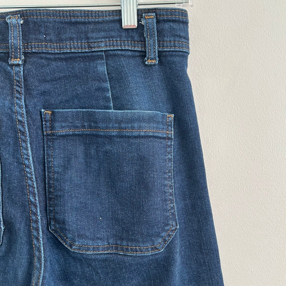 ZARA High Rise Wide Leg Marine Patch Pocket Jeans Cropped Size 6 - Picture 11 of 12